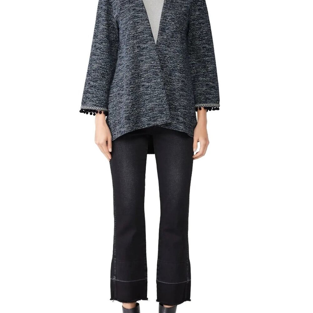 Bobeau Maren Kimono Jacket Plus Size 2X Pom Poms Embroidered Cardigan Sweater